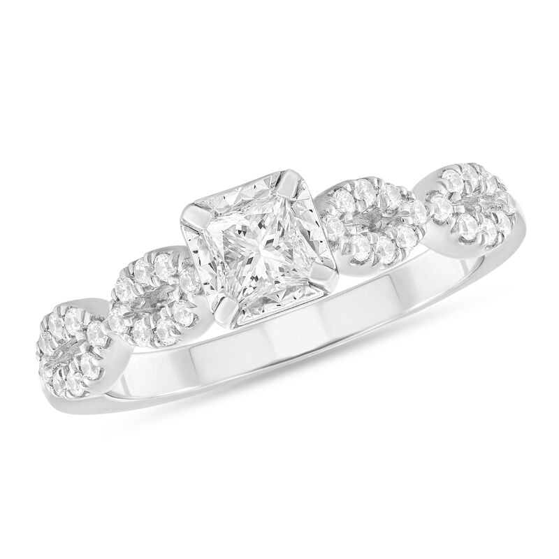 Princess Cut Diamond 1/2ctw. Twist Engagement Ring in 14k White Gold image number null